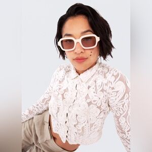 Bonnie Clyde “Shy Guy” Cream Off-White Sunglasses *LOW BRIDGE ASIAN FIT FRIENDLY